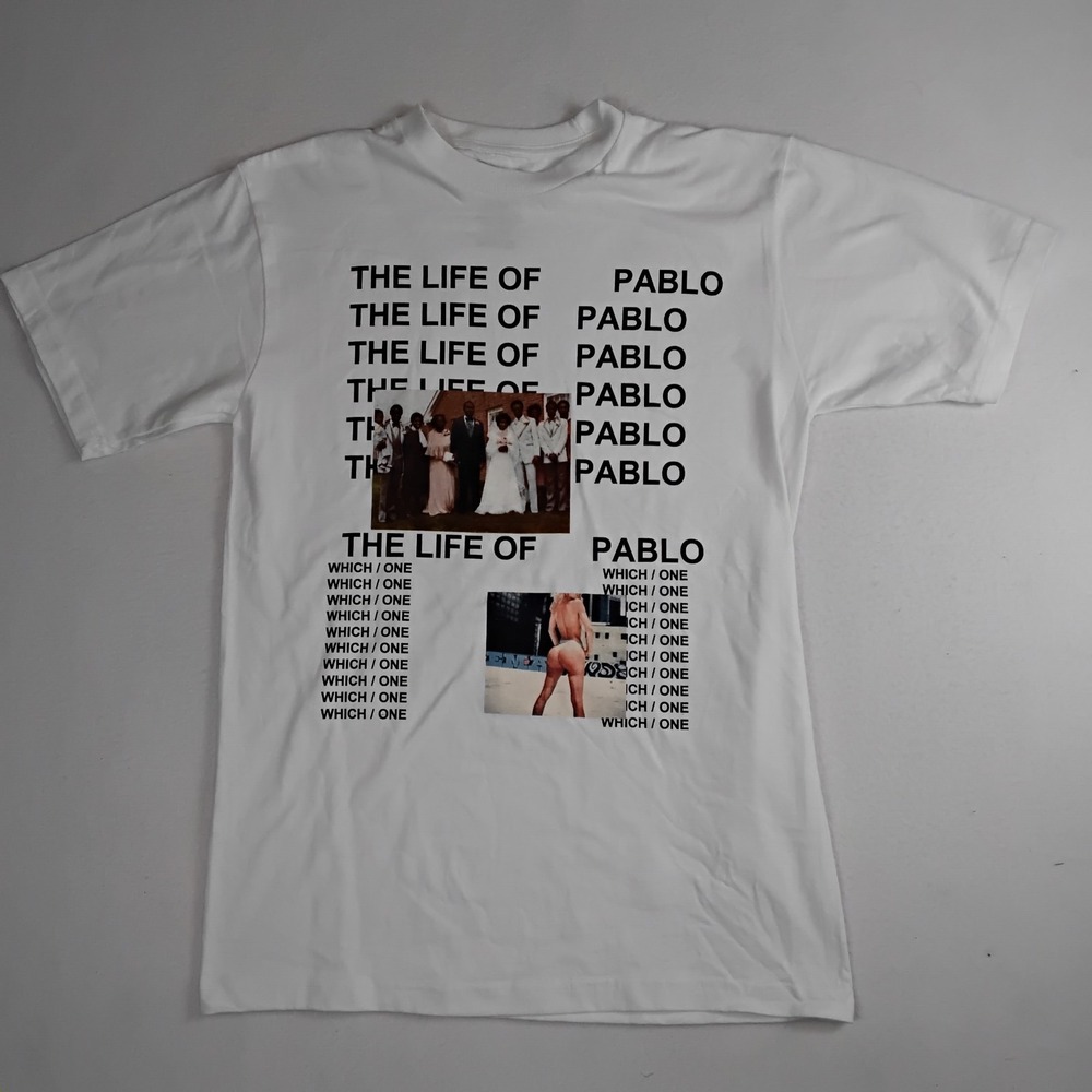 Yeezy Kanye West The Life of Pablo Album Graphic T-Shirt White Medium RN170807